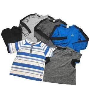 Lot of 6 Toddler Boys Bundled Mixed Outdoor Shirts Cotton Blend Gray Blue Size 5